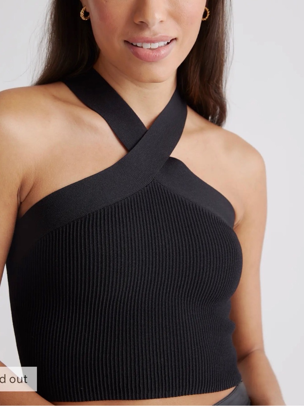 Quince Cropped Halter Ribbed Knit Tank